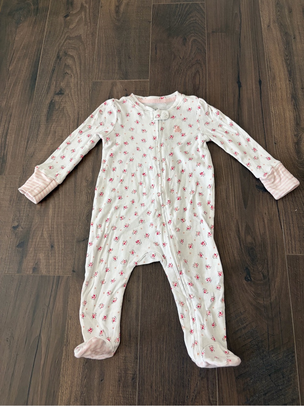 BabyGAP Floral Footed One-Piece in White and Pink